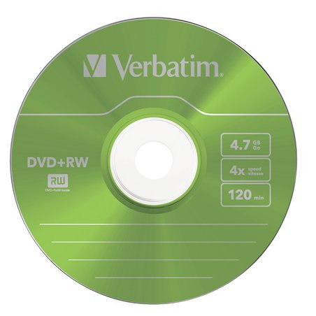 1x5 Verbatim DVD+RW 4,7GB 4x Speed Colour Surface Slimcase