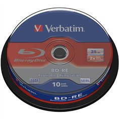 1x10 Verbatim BD-RE Blu-Ray 25GB 2x Speed, Cakebox