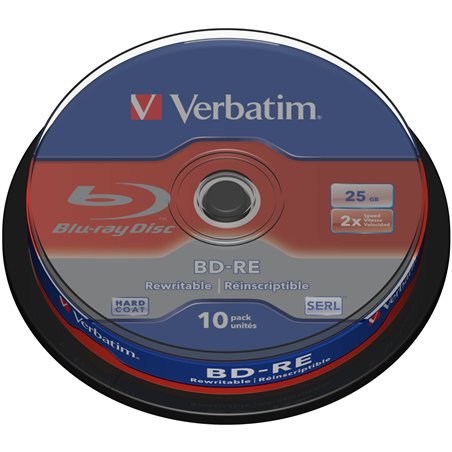 1x10 Verbatim BD-RE Blu-Ray 25GB 2x Speed, Cakebox