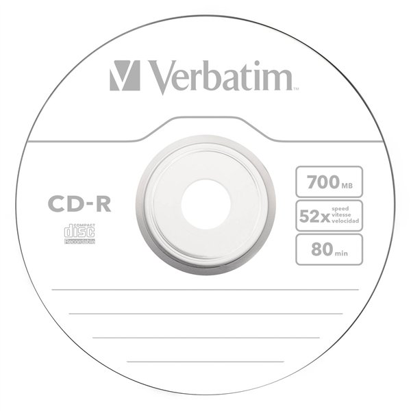 1x10 Verbatim CD-R 80 700MB 52x Data Life Slim custodia