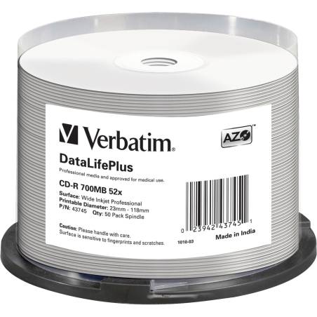 1x50 Verbatim CD-R 80 / 700MB 52x bianco wide printable NON-ID