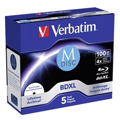 1x5 Verbatim M-Disc BD-R Blu-Ray 100GB 4x Speed inkjet print. JC