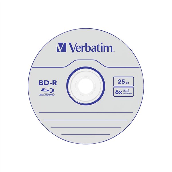 1x25 Verbatim BD-R Blu-Ray 25GB 6x Speed Datalife No-ID Cakebox