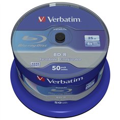 1x50 Verbatim BD-R Blu-Ray 25GB 6x Speed Datalife No-ID Cakebox