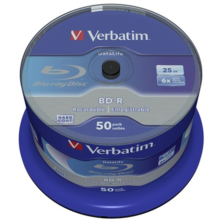 1x50 Verbatim BD-R Blu-Ray 25GB 6x Speed Datalife No-ID Cakebox