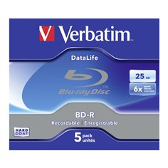 1x5 Verbatim BD-R Blu-Ray 25GB 6x Speed Datalife No-ID Jewel 2