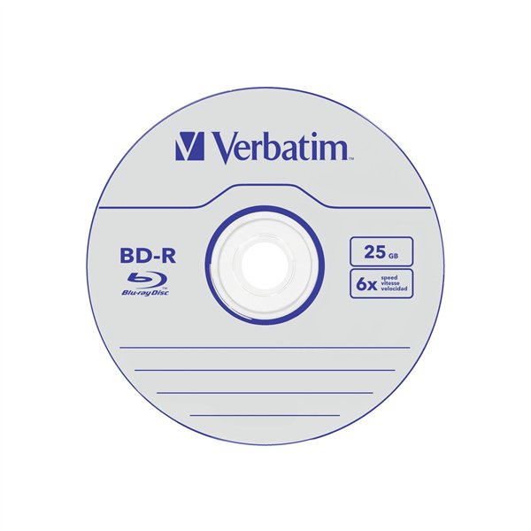 1x5 Verbatim BD-R Blu-Ray 25GB 6x Speed Datalife No-ID Jewel
