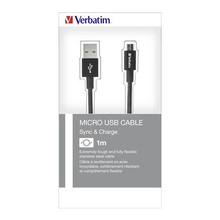 Verbatim Micro USB cavo 100cm ricar. e sincr. nero, inox