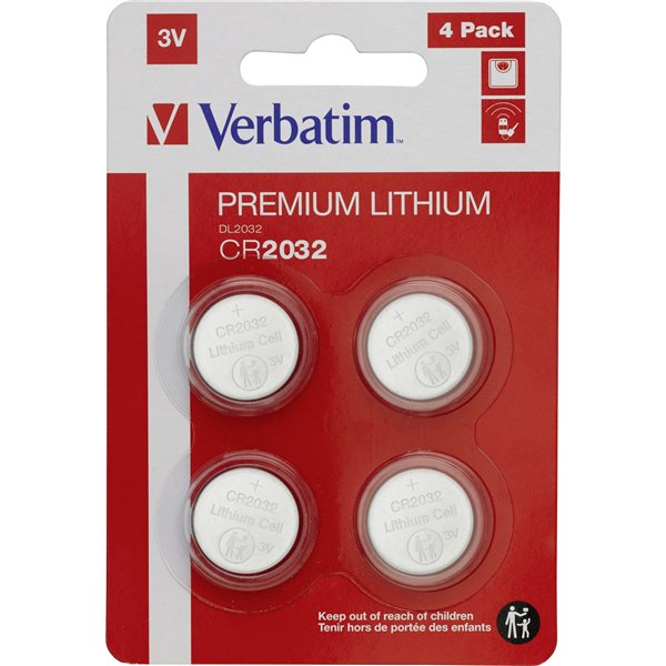 1x4 Verbatim CR 2032 batterie litio     49533
