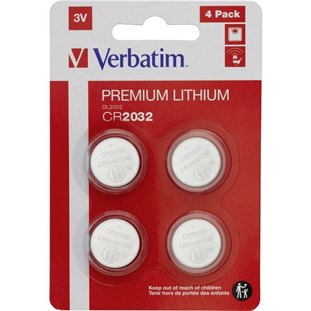 1x4 Verbatim CR 2032 batterie litio     49533