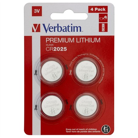 20x4 Verbatim CR 2025 Lithium Batterie           49532