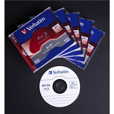 1x5 Verbatim BD-RE Blu-Ray 25GB 2x Speed, Jewel Case