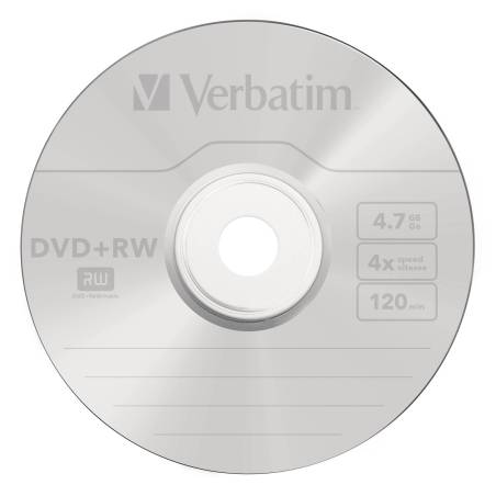 1x5 Verbatim DVD+RW 4,7GB 4x Speed, opaco argen.Jewel Case