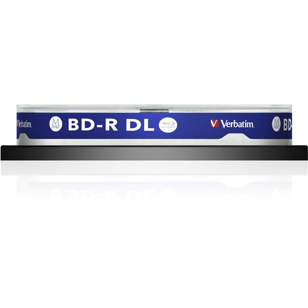 1x10 Verbatim M-Disc BD-R BluRay 50GB 6x Speed Cakebox printable
