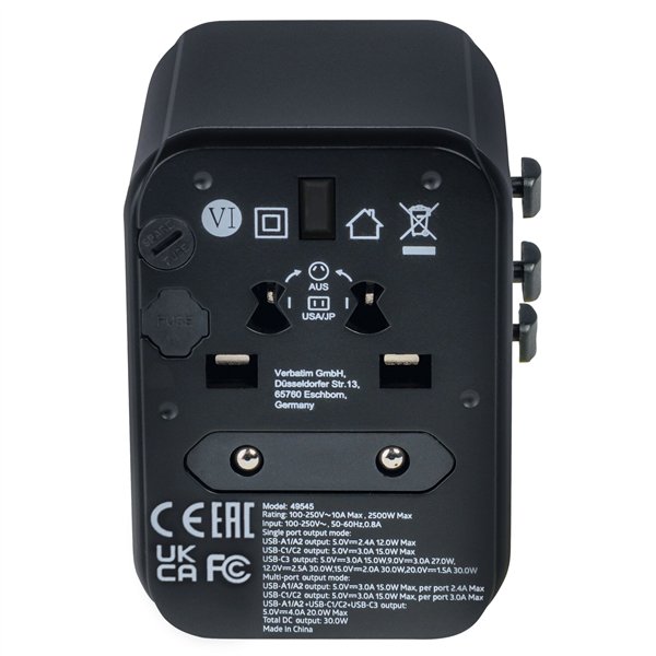 Verbatim adatt.viagg.univ.UTA-03 USB-C 30W 2xUSB-C 2xUSB-A  49545