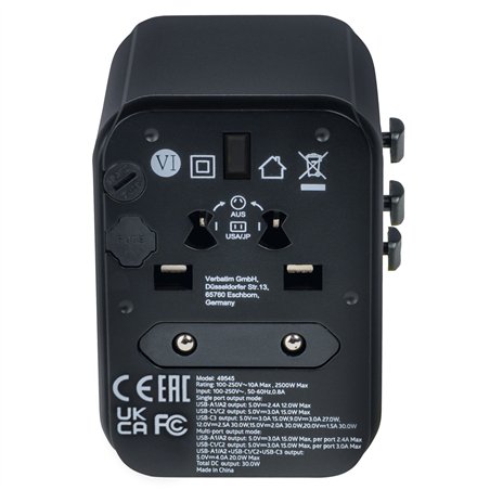Verbatim adatt.viagg.univ.UTA-03 USB-C 30W 2xUSB-C 2xUSB-A  49545