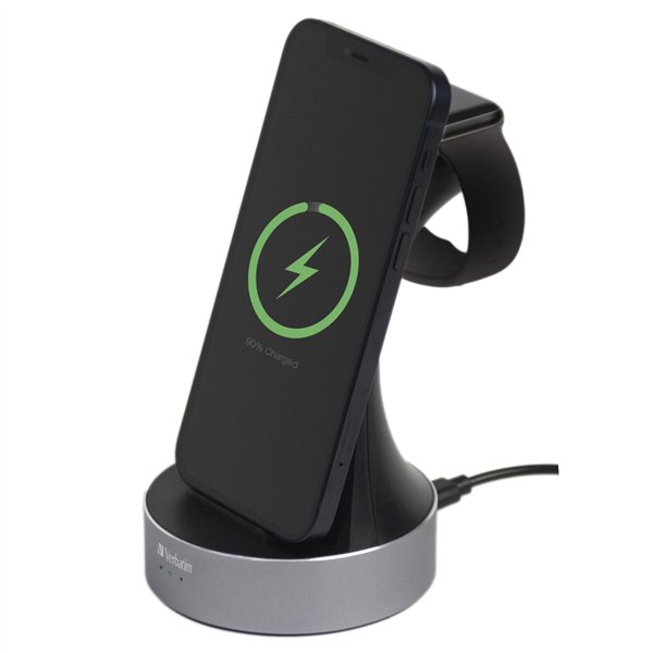Verbatim WCS-02 alluminio 2-in-1 Qi Wireless+Apple Watch Charger