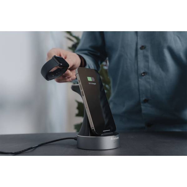 Verbatim WCS-02 alluminio 2-in-1 Qi Wireless+Apple Watch Charger