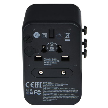 Verbatim Uni.Travel Adapt.UTA-04 USB-C 61W 2xUSB-C 3xUSB-A  49546