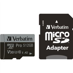 Verbatim microSDXC Pro     512GB Class 10 UHS-I incl adatt. 2