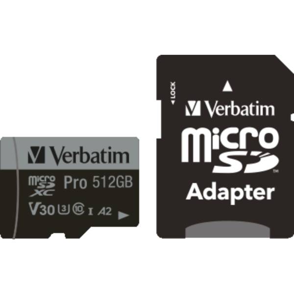 Verbatim microSDXC Pro     512GB Class 10 UHS-I incl adatt.