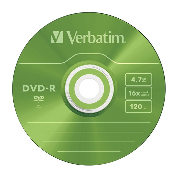 20x5 Verbatim DVD-R 4,7GB Colour 16x Speed, Slim custodia