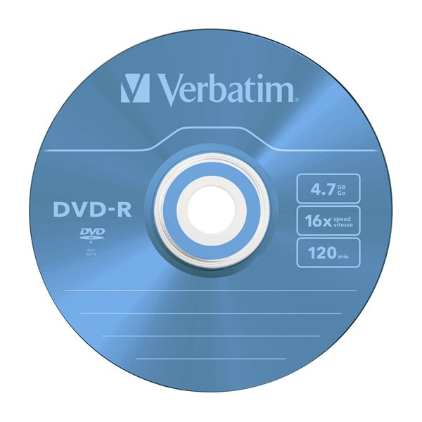 20x5 Verbatim DVD-R 4,7GB Colour 16x Speed, Slim custodia