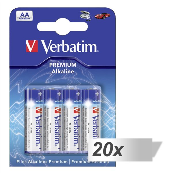 20x4 Verbatim batterie alcaline Mignon AA LR6              49921
