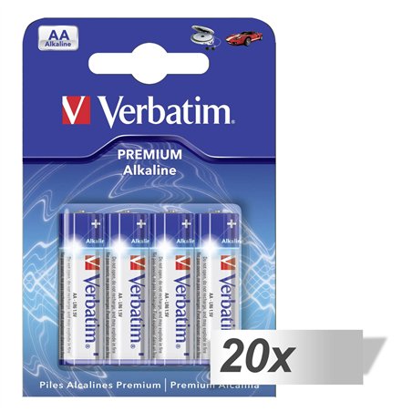 20x4 Verbatim batterie alcaline Mignon AA LR6              49921