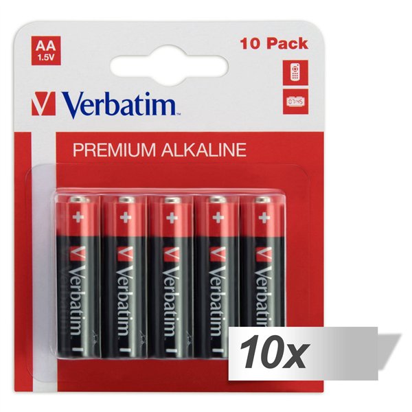 10x10 Verbatim batterie alcaline Mignon AA LR 06            49875