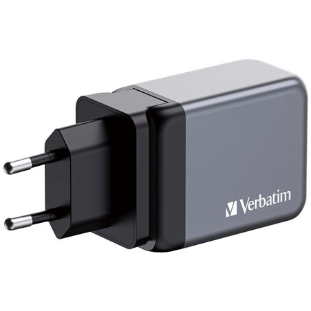 Verbatim GNC-64 GaN Charger 65W 2xUSB-C PD, 1xUSB-A QC 3.0 32201