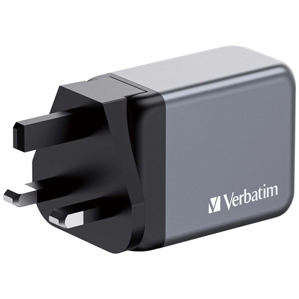 Verbatim GNC-64 GaN Charger 65W 2xUSB-C PD, 1xUSB-A QC 3.0 32201