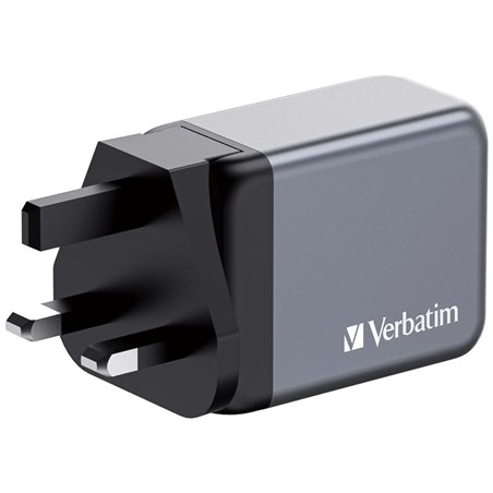 Verbatim GNC-64 GaN Charger 65W 2xUSB-C PD, 1xUSB-A QC 3.0 32201