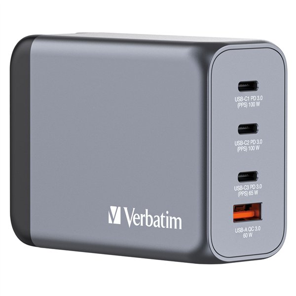 Verbatim GNC-200 GaN Charg. 200W 3xUSB-C PD, 1xUSB-A QC 3.0 32204