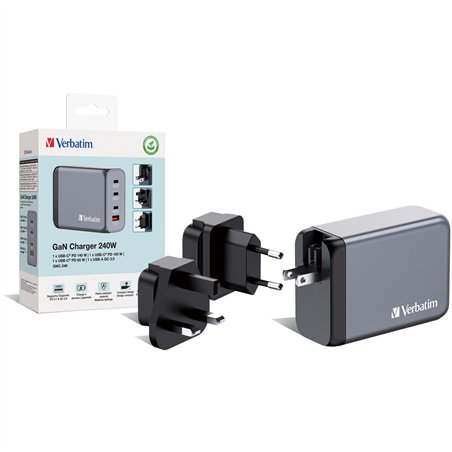 Verbatim GNC-240 GaN Charg. 240W 3xUSB-C PD, 1xUSB-A QC 3.0 32205