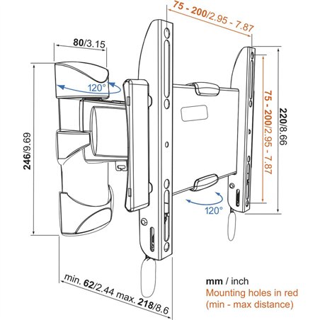 Vogels Base 25 S TURN TV Montaggio a parete 200x200