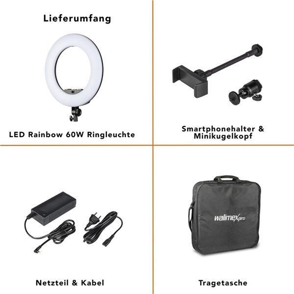 walimex pro Rainbow LED RGBWW Ring Light