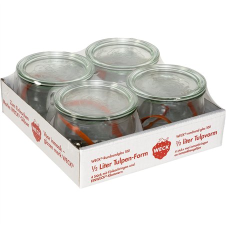 WECK vasetti in vetro  0,5l a forma di tulipano conf. da 4pz