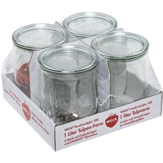 WECK vasetto bordo rotondo forma tulipano 1,0l conf. da 4 pz