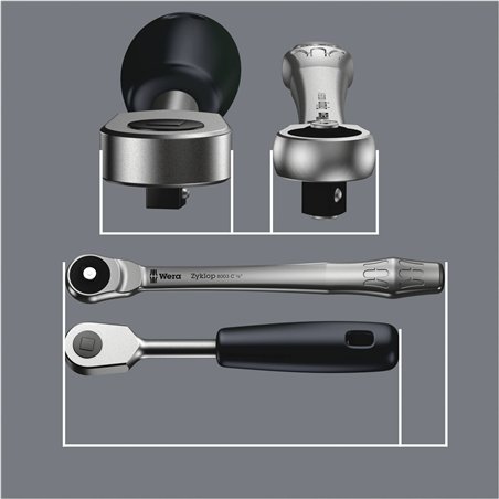 WERA 8100 SA 7 kit con cricch. Zyklop Metal con pass. quadro