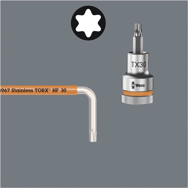 WERA 3967/9 TX SXL Multicol. HF Stainless 1 ass. chiavi a L inox