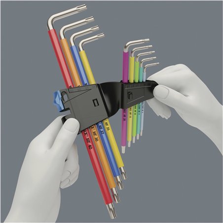 WERA 3967/9 TX SXL Multicol. HF Stainless 1 ass. chiavi a L inox