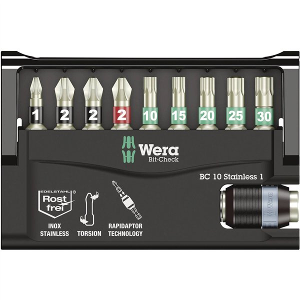 WERA Bit-Check 10 Stainless 1 set assortimento inserti