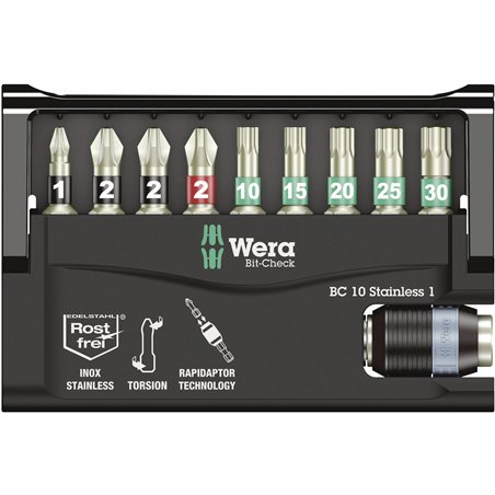 WERA Bit-Check 10 Stainless 1 set assortimento inserti