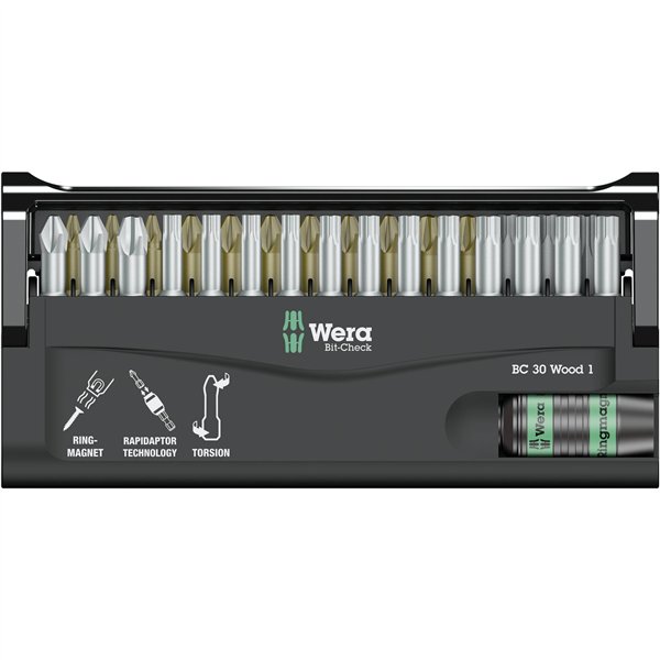 WERA Bit-Check 30 Wood 1 set assortimento inserti