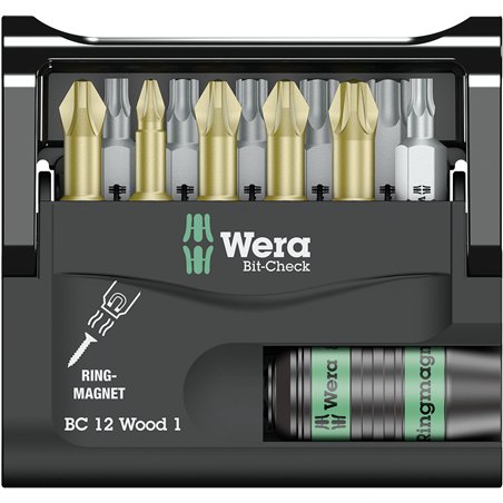 WERA Bit-Check 12 Wood 1 assortimento di punte