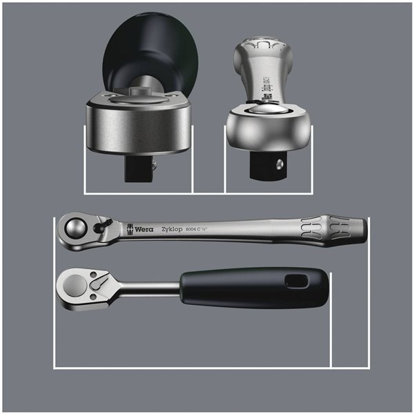 Wera 8100 SA 11 set cricc.Zyklop Metal,lev.invers.att 1/4 in poll