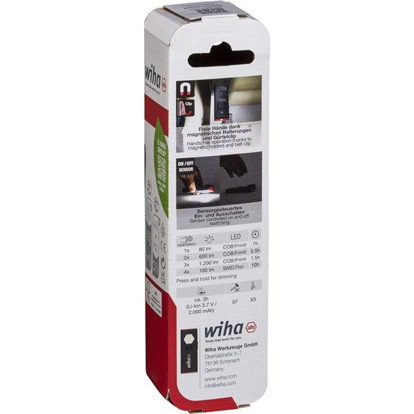 Wiha faro portatile 1.200 lm con sensore on/off