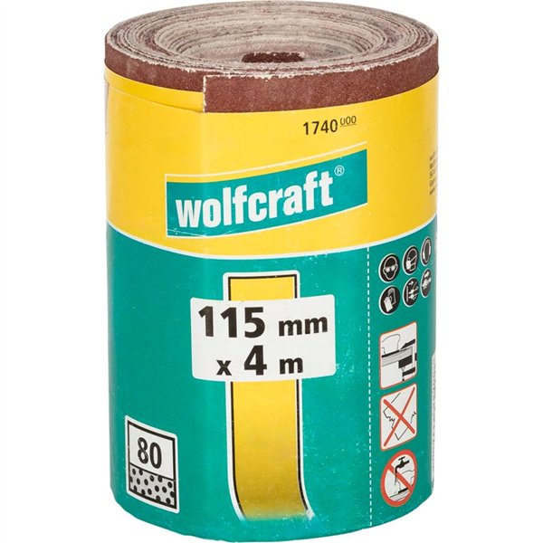 Wolfcraft Rolle Schleifpapier Körnung 80, 4 m x 115 mm