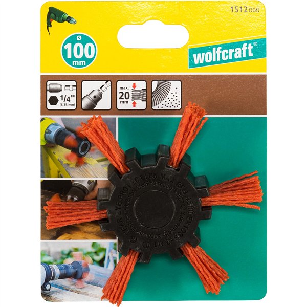 Wolfcraft Sechskant Nylondrahtfächerbürste 100x20mm
